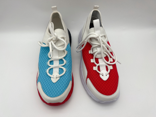 Sepatu Santai Wanita Merah Biru Lembut Nappa Pu Dengan Outsole Karet Satu Unit