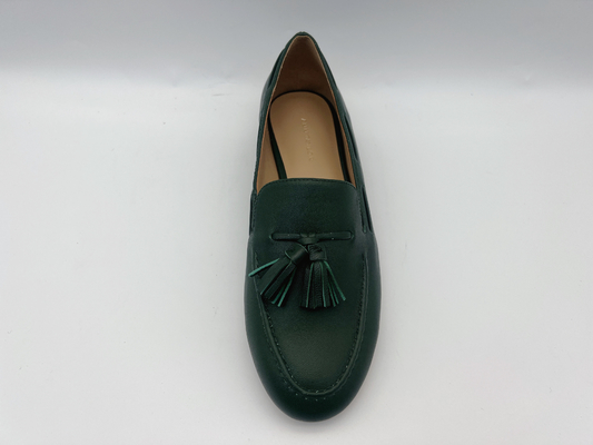 Sepatu Fashion Wanita Kulit Datar Sepatu Loafer Hijau Tua Non Slip