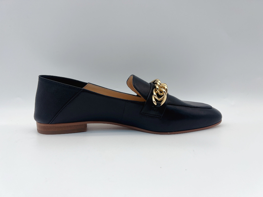 Sepatu Fashion Wanita Sepatu Kulit Datar Kustom Dengan Rantai Logam