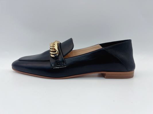Sepatu Fashion Wanita Sepatu Kulit Datar Kustom Dengan Rantai Logam