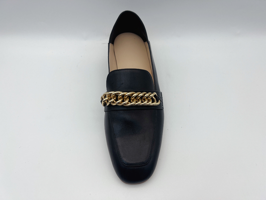 Sepatu Fashion Wanita Sepatu Kulit Datar Kustom Dengan Rantai Logam