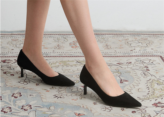 Putih Lembut Sapi Kulit Asli Pumps 2cm Sepatu Hak Rendah Untuk Wanita