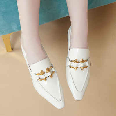 Sepatu Loafer Nyaman Hitam / Putih Wanita, Sepatu Kulit Sapi Lembut SGS