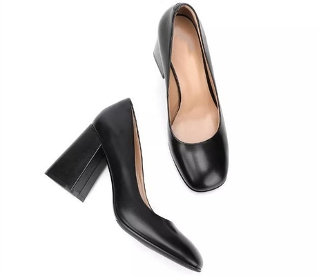 Sepatu Kulit Asli Wanita Coklat Sepatu Platform Tumit Tinggi 3 Inci Jari Kaki Tertutup