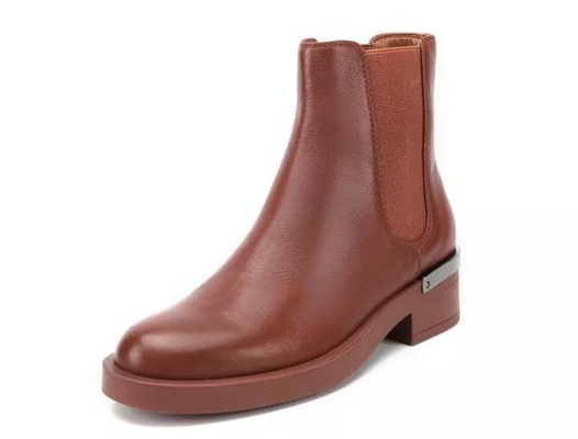 Logo dan Ukuran yang Disesuaikan, Sepatu Bot Pendek Kulit Wanita Bernapas Coklat Dan Hitam
