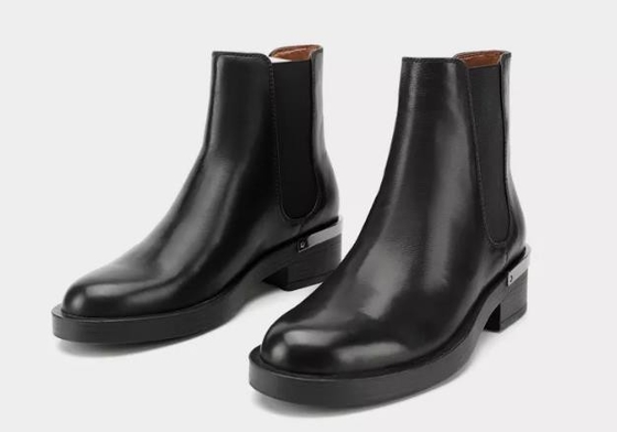 Logo dan Ukuran yang Disesuaikan, Sepatu Bot Pendek Kulit Wanita Bernapas Coklat Dan Hitam