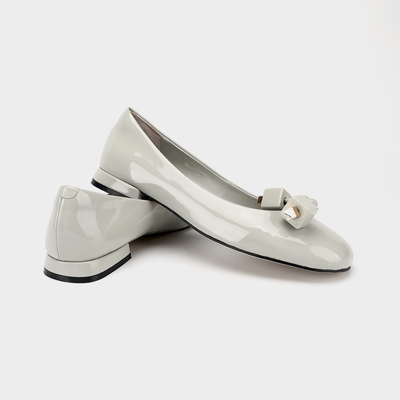 Beras Grey Square Gesper Wanita Sepatu Flat Kasual, Sepatu Flat Nyaman Wanita