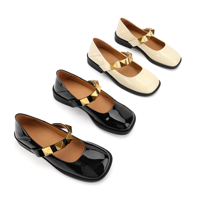 Sepatu Kulit Datar Wanita Non Slip, Wanita Cantik Wanita Sepatu Mary Jane