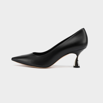 Hitam Bernapas Nyaman Tumit Rendah Sepatu Wanita tertutup toe terbuka punggung kaki sepatu kulit formal