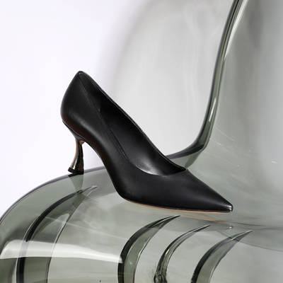 Hitam Bernapas Nyaman Tumit Rendah Sepatu Wanita tertutup toe terbuka punggung kaki sepatu kulit formal