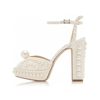Pearly Peep Super High Heel Sandal Lapisan Microfiber Bernapas