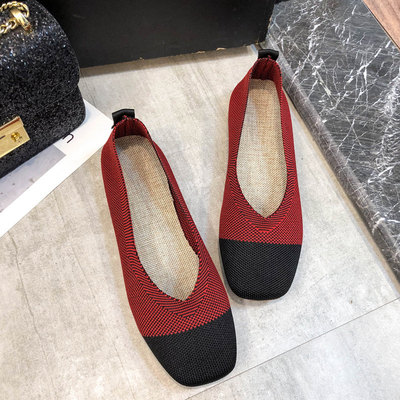Grosir Sepatu Anyaman Rajut Ringan 2021 Sepatu Flat Bernapas Untuk Wanita Gaya Baru