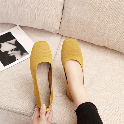 Knitted Round Head Flat Bottomed Daily All Match Women's Loafers Lady Flats Shoes