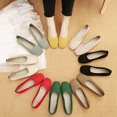Knitted Round Head Flat Bottomed Daily All Match Women's Loafers Lady Flats Shoes
