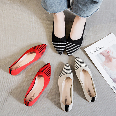 Rajutan Menunjuk Flat Bottomed Harian Cocok untuk Semua Sepatu Wanita Sepatu Wanita Sepatu Flat Wanita