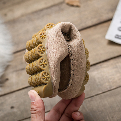 Flat Daging Sapi Tendon Plus Beludru Kasual Wanita Kapas Sepatu Malas