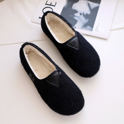 Wanita Hamil Kapas Sepatu Bersol Lembut Flat Bottomed Plus Beludru Peasy Hangat