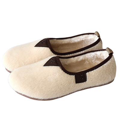 Wanita Hamil Kapas Sepatu Bersol Lembut Flat Bottomed Plus Beludru Peasy Hangat