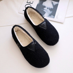 Wanita Hamil Kapas Sepatu Bersol Lembut Flat Bottomed Plus Beludru Peasy Hangat