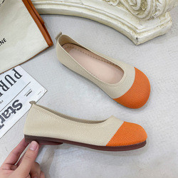 Bersol Lembut Rajutan Mulut Dangkal Sepatu Wanita Musim Semi Musim Panas Pedal Datar Gaya Peri