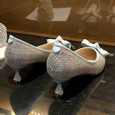 warna tambal sulam kepala runcing wanita tumit tipis mulut dangkal sepatu tunggal bisnis sepatu hak tinggi yang elegan