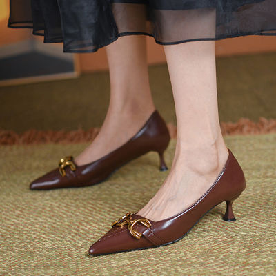 Kantor Bisnis Wanita Fashion Kasual Ujung Runcing Non Slip Sepatu Hak Tinggi Mulut Dangkal