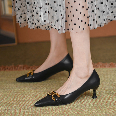 Baru Wanita Kasual Fashion Menunjuk Toe Non-Slip Sepatu Hak Tinggi Sepatu Tunggal PU Tipis Tumit Mulut Dangkal Sepatu Kantor Bisnis