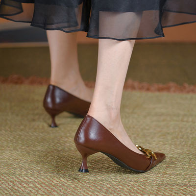 Kantor Bisnis Wanita Fashion Kasual Ujung Runcing Non Slip Sepatu Hak Tinggi Mulut Dangkal