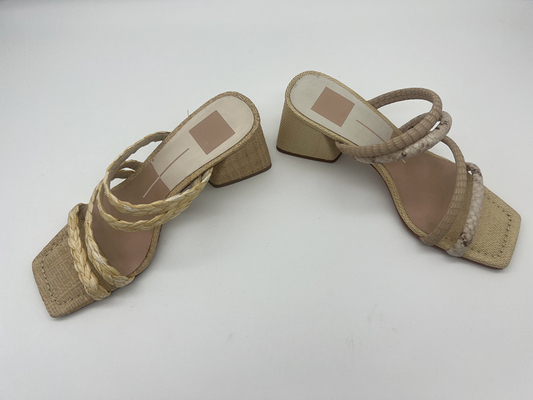 Python Print Wanita Sandal Kulit Lembut Lt Tan / Off White Sandal Peep Toe Lucu