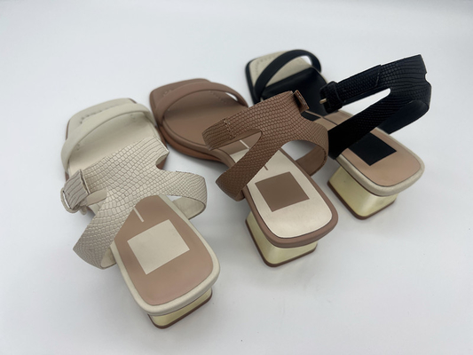 Sandal Wanita Satu Tali Bergaya, Sandal Kulit Tali Palang Emas