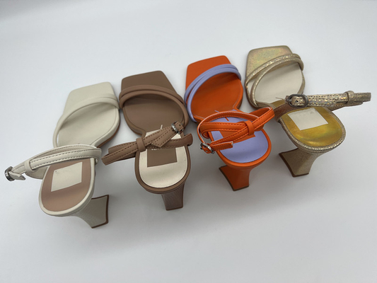 Sepatu Wanita Tali Pergelangan Kaki Coklat Ungu TPR Sandal Hak Tinggi 3 Inci