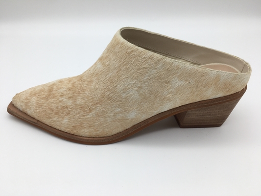 OEM Womens Leather Dress Shoes Closed Toe Ujung Runcing Coklat ROHS