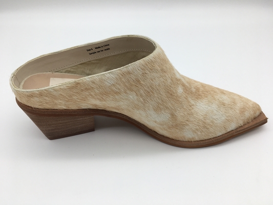 OEM Womens Leather Dress Shoes Closed Toe Ujung Runcing Coklat ROHS