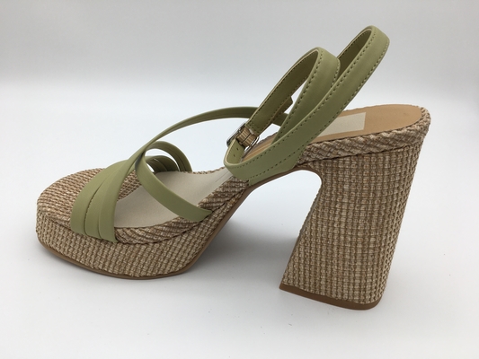 Sepatu Kulit Wanita Coklat / Hijau Nyaman Dengan Tali Pergelangan Kaki