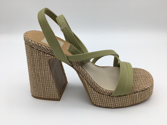 Sepatu Kulit Wanita Coklat / Hijau Nyaman Dengan Tali Pergelangan Kaki