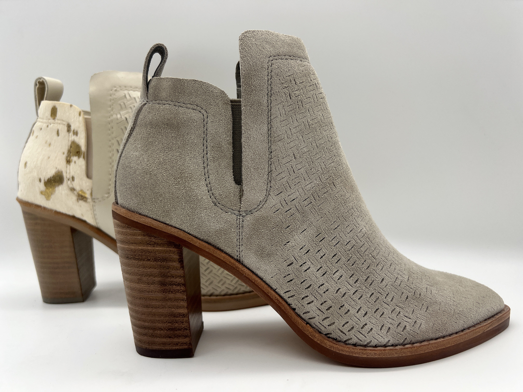 Abs heel dengan TPR outsole, kulit suede retak lembut dan kulit rambut metalik Womens Dress ankle Boots