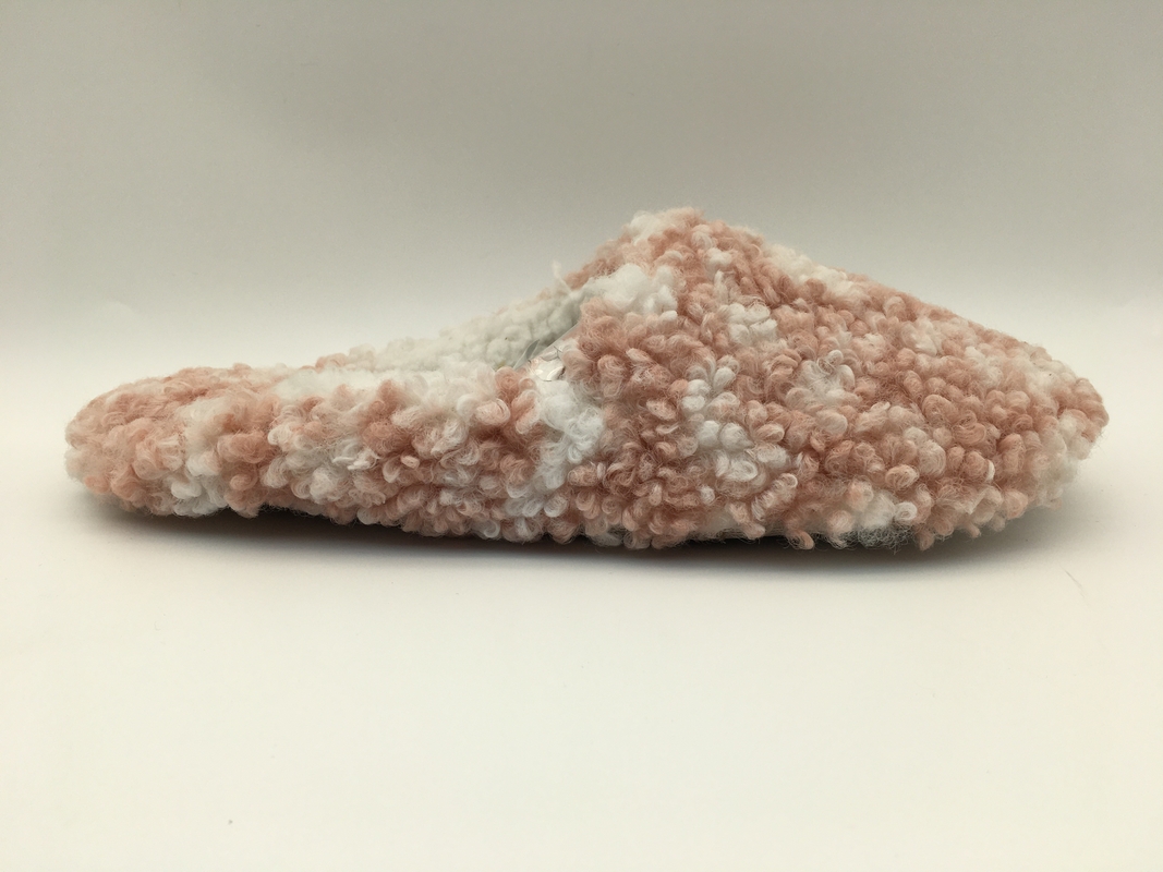 Sandal Wanita Lembut Berwarna Pink / Tulang Close Toe Two Tone Fur Dengan Satu Unit Outsole TPR