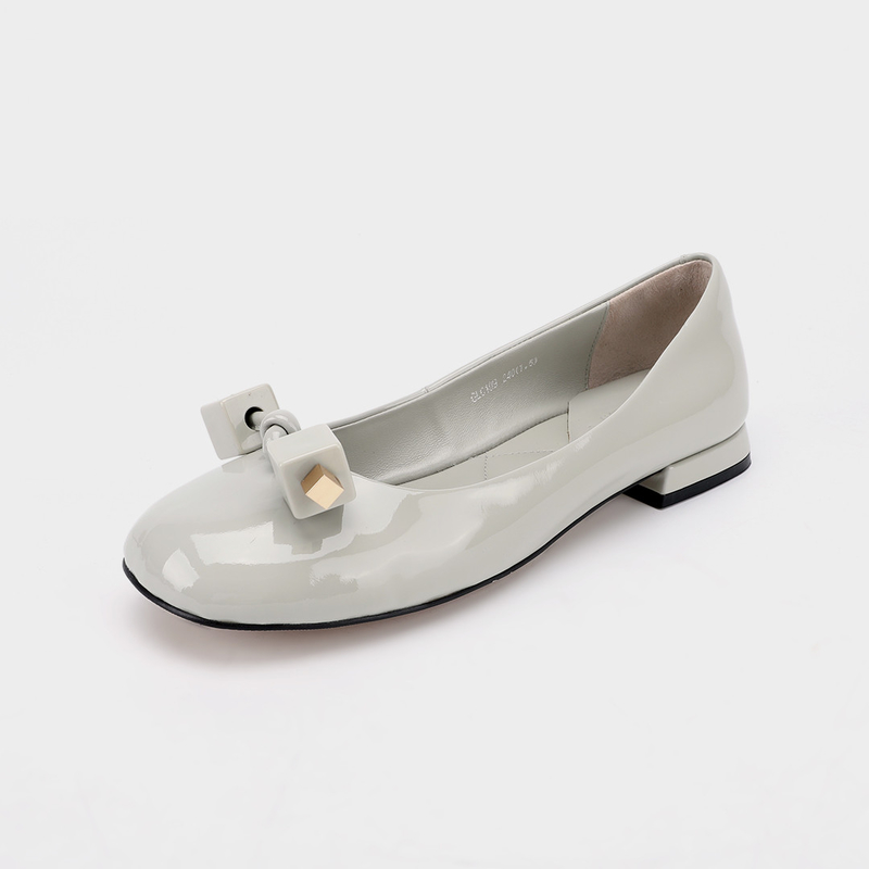 Beras Grey Square Gesper Wanita Sepatu Flat Kasual, Sepatu Flat Nyaman Wanita