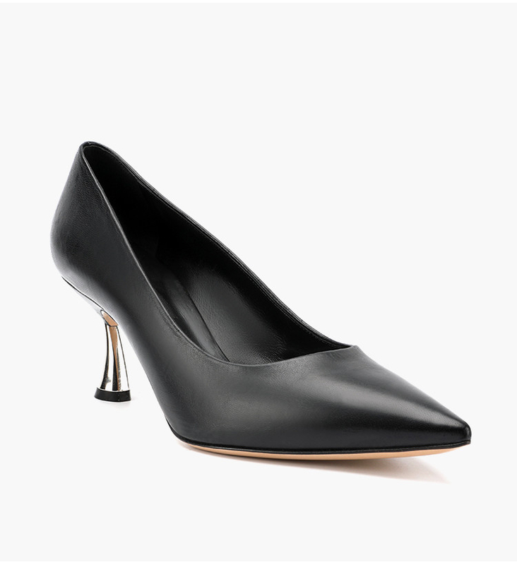 Hitam Bernapas Nyaman Tumit Rendah Sepatu Wanita tertutup toe terbuka punggung kaki sepatu kulit formal