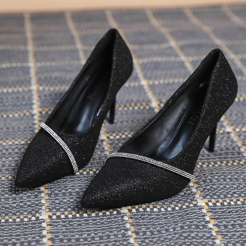 Mengkilap Mewah Sepatu Hak Tinggi Wanita Berlian Imitasi Bisnis Lager Ukuran Musim Panas Pompa Pernikahan Sepatu Hak Tinggi Sandal Wanita