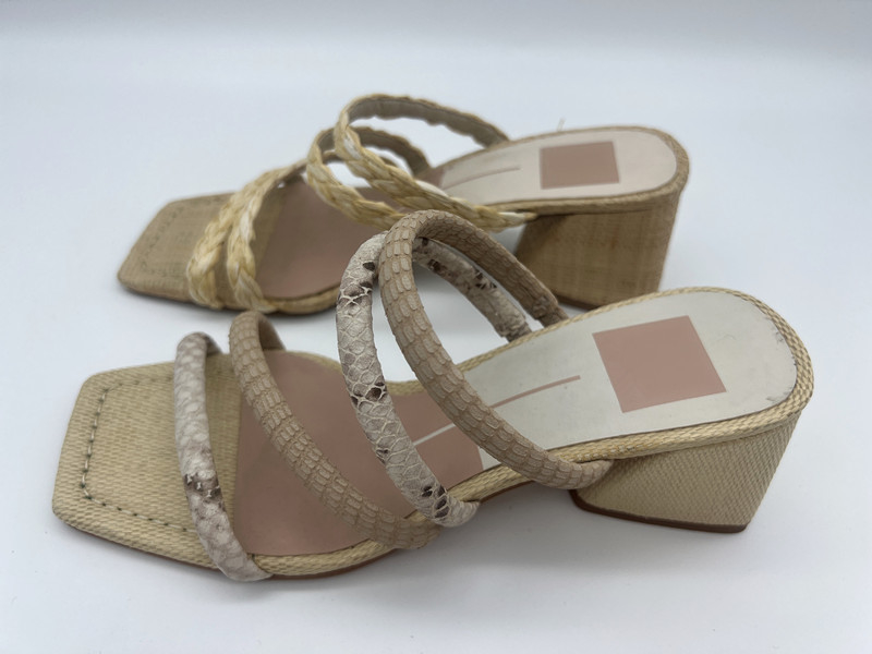 Python Print Wanita Sandal Kulit Lembut Lt Tan / Off White Sandal Peep Toe Lucu