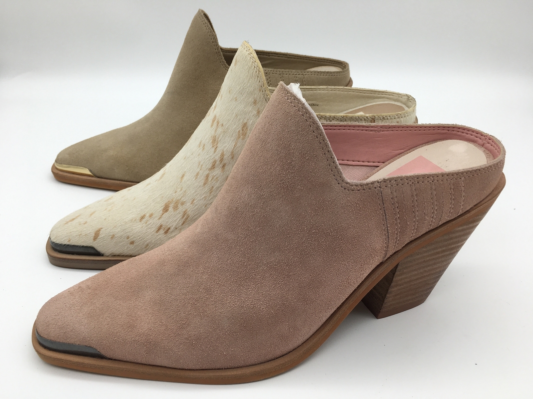 Tan Beige Closed Toe Sepatu Wanita Sepatu Lembut Sapi Suede Chunky Heel Sepatu